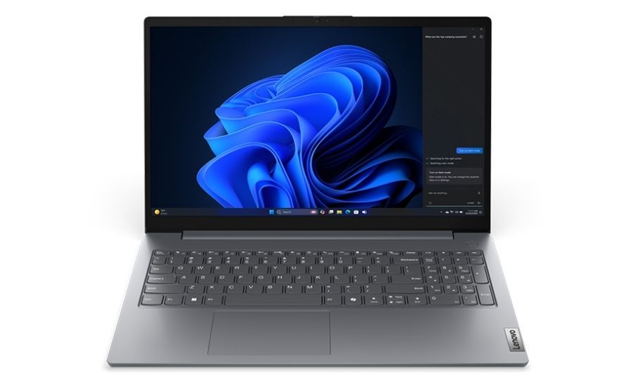 Màn hình laptop Lenovo V15 G5 hiển thị hình ảnh sắc nét với màu sắc trung thực trên nền tối.