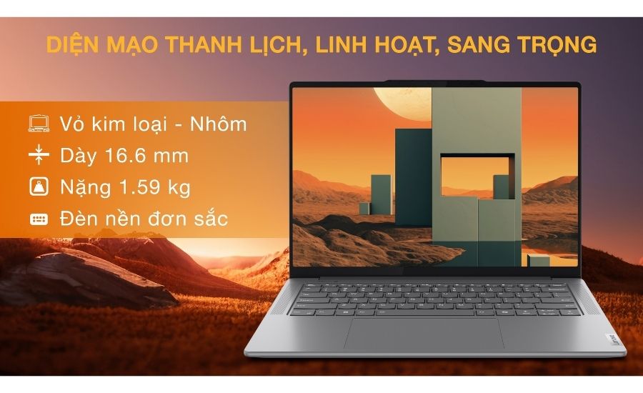 Cận cảnh các khe tản nhiệt phía sau laptop Lenovo Yoga Pro 7 14IMH9 83E2006MVN, thể hiện khả năng làm mát tối ưu.