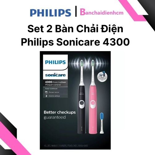 Set 2 Bàn chải điện Philips Sonicare 4300 Chính Hãng
